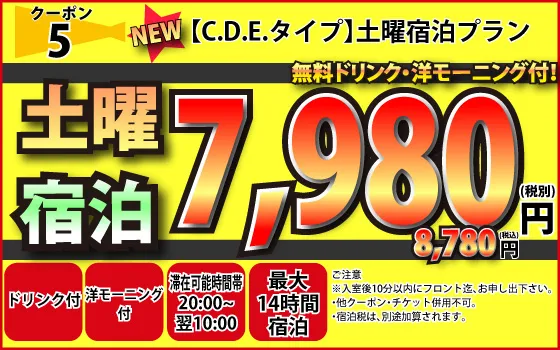 CDEタイプ土曜宿泊7,980円