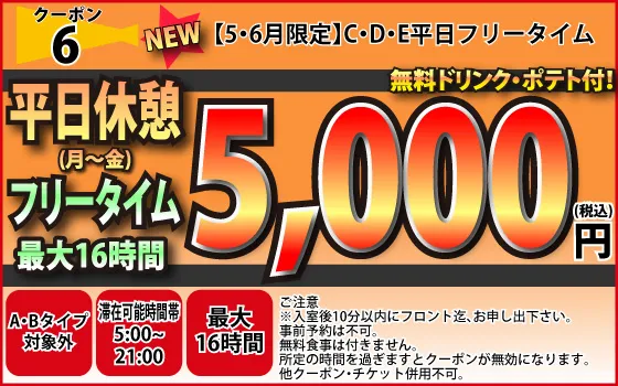 CDタイプ月～金フリータイム最大16時間4,480円